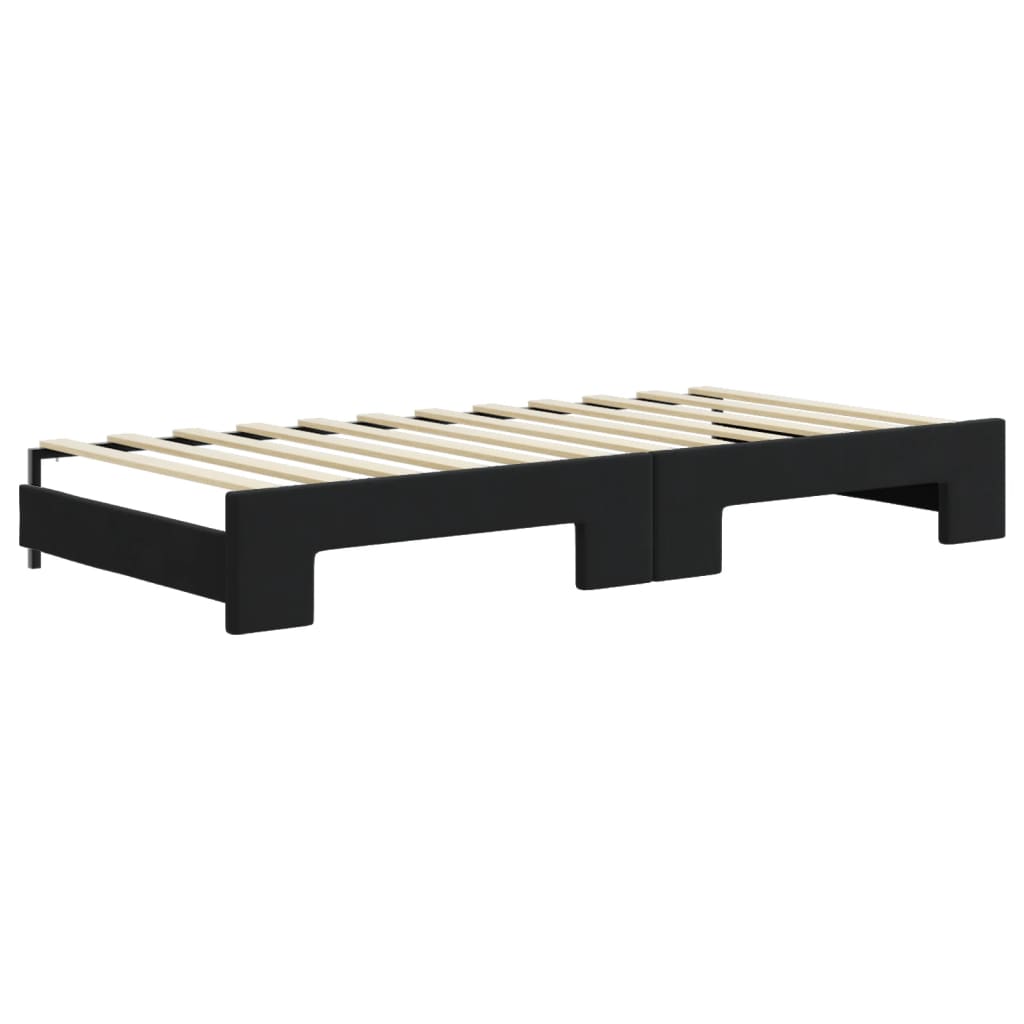 fekete kihúzható bársony heverő 90x200 cm