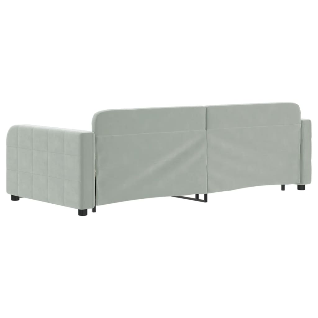 világosszürke kihúzható bársony heverő fiókkal 90 x 200 cm