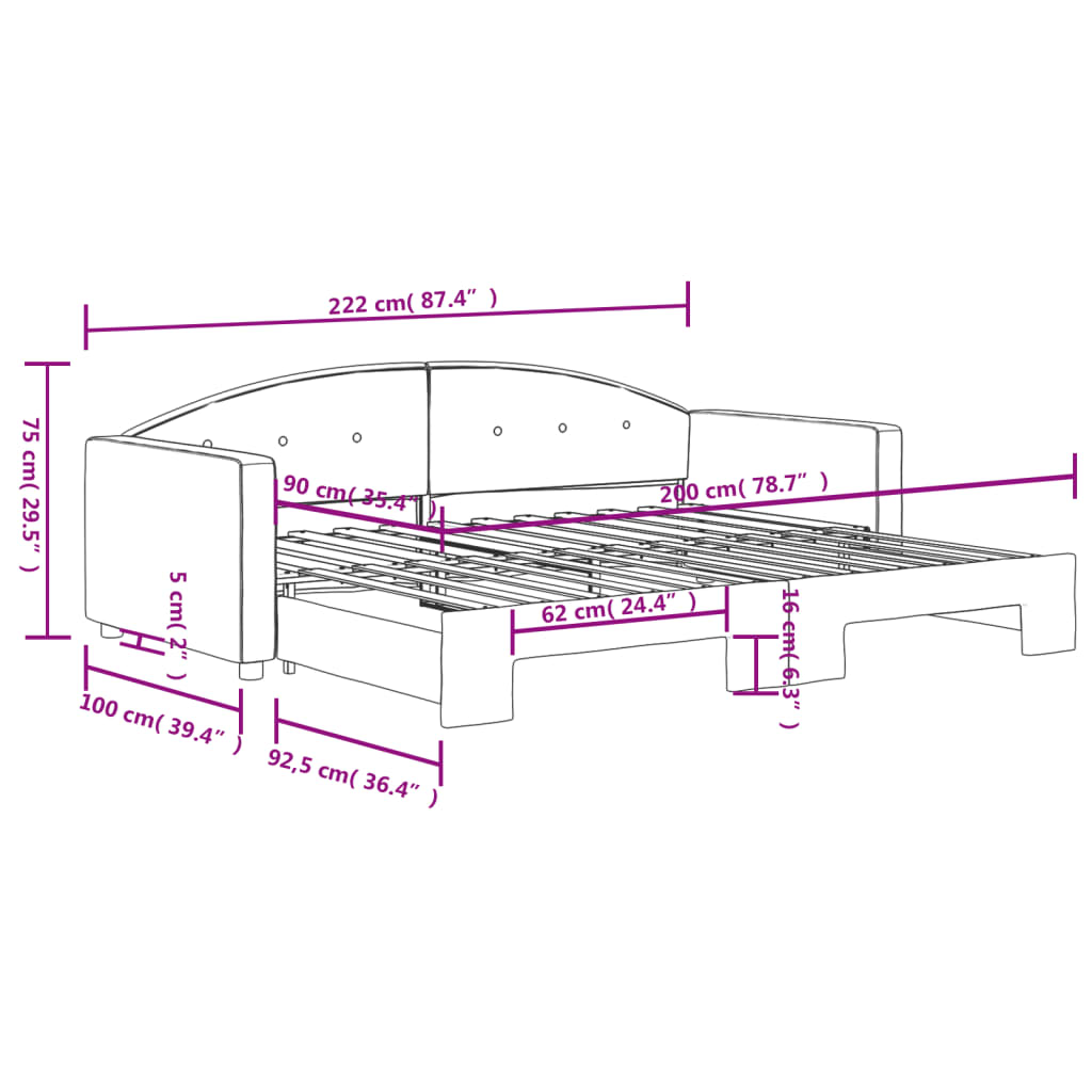 sárga kihúzható szövet heverő 90 x 200 cm