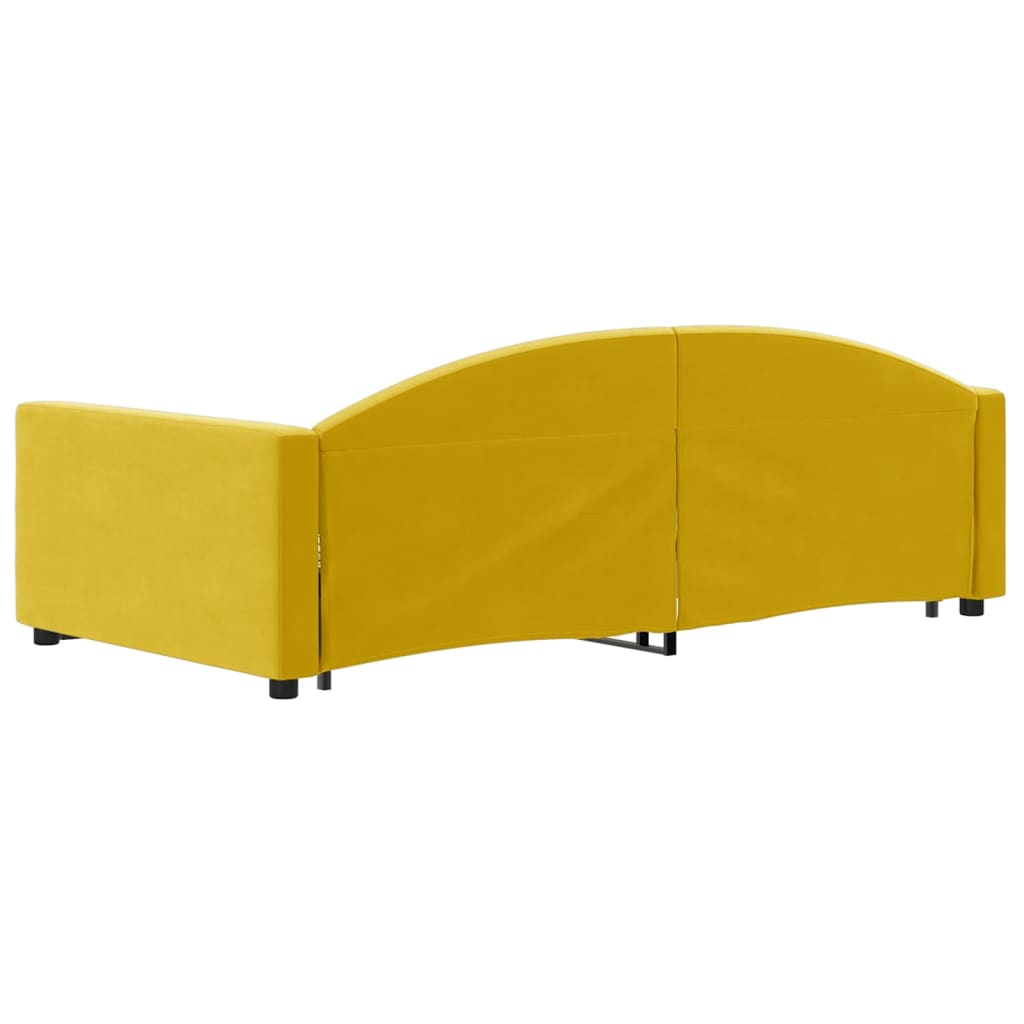 sárga kihúzható bársony heverő fiókkal 90 x 200 cm