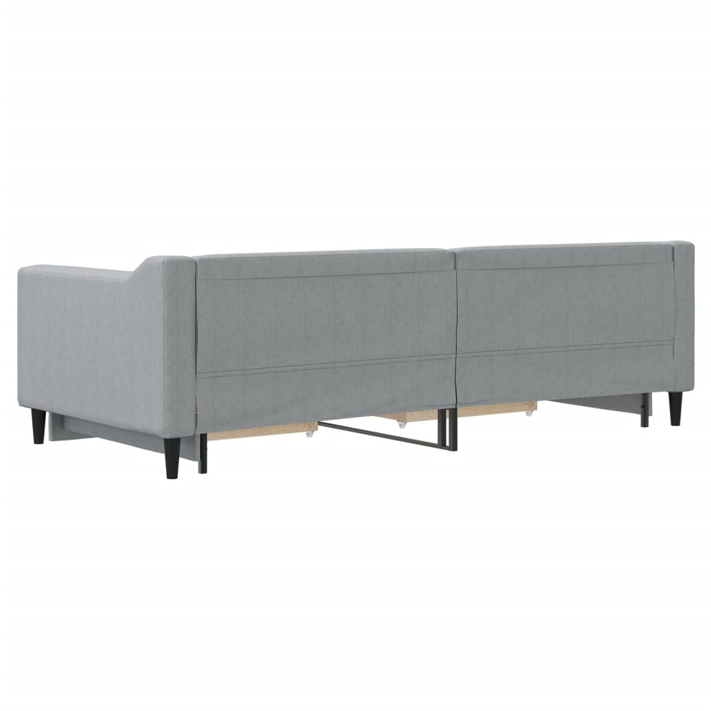 világosszürke kihúzható szövet heverő fiókokkal 90 x 200 cm