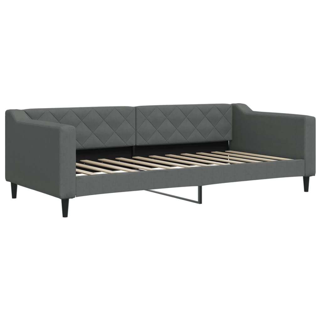 sötétszürke kihúzható szövet heverő fiókokkal 90 x 200 cm