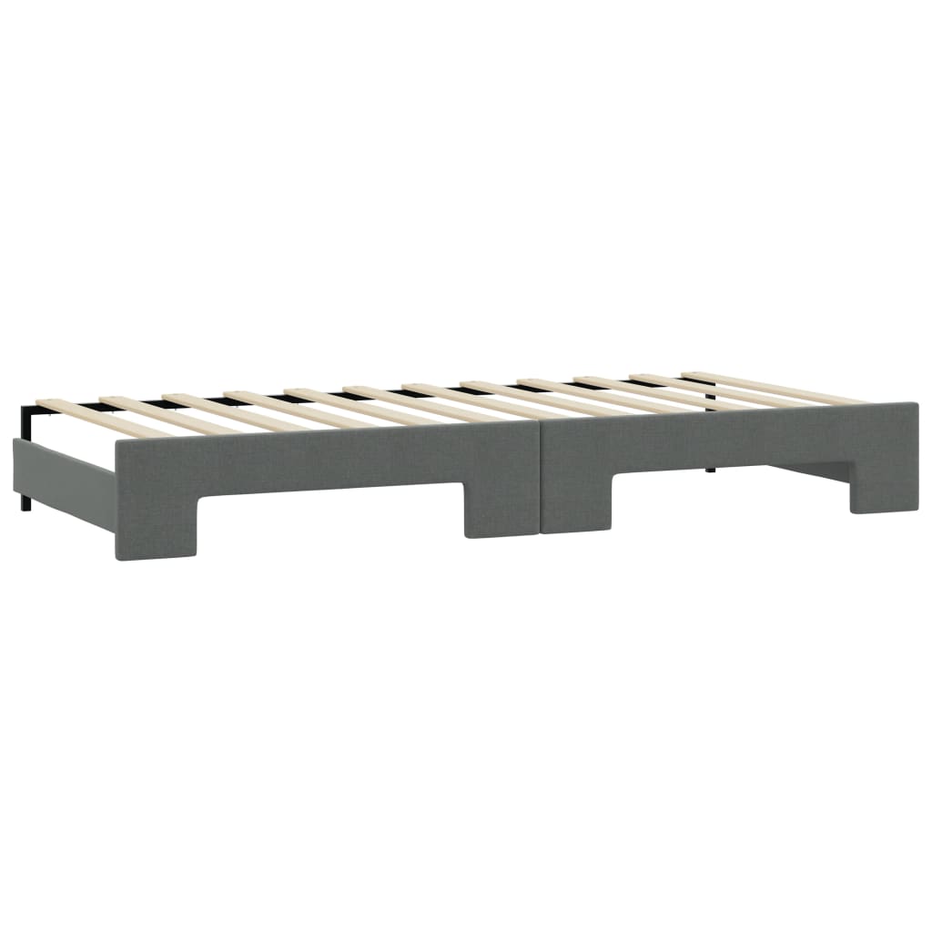 sötétszürke kihúzható szövet heverő fiókokkal 90 x 200 cm