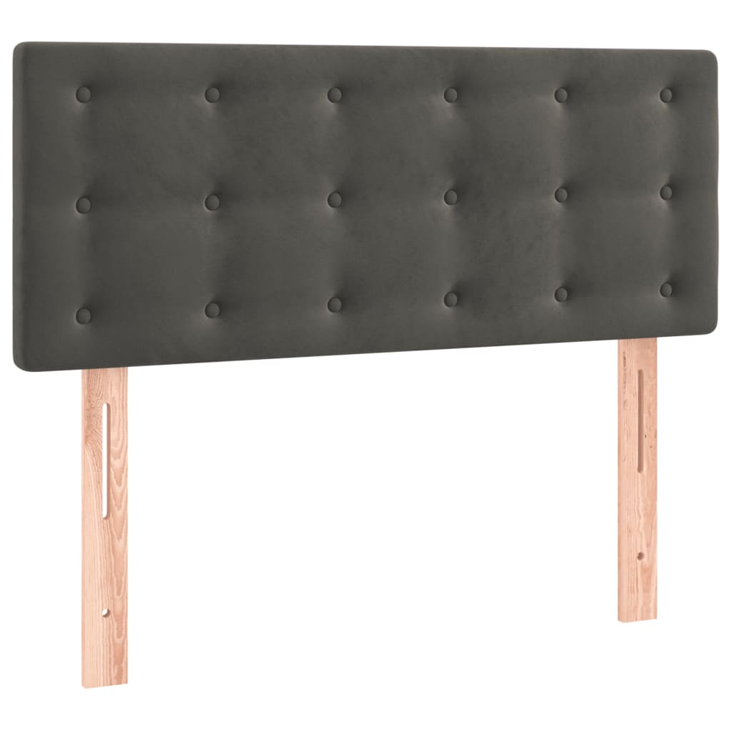 sötétszürke bársony rugós ágy matraccal 120 x 200 cm