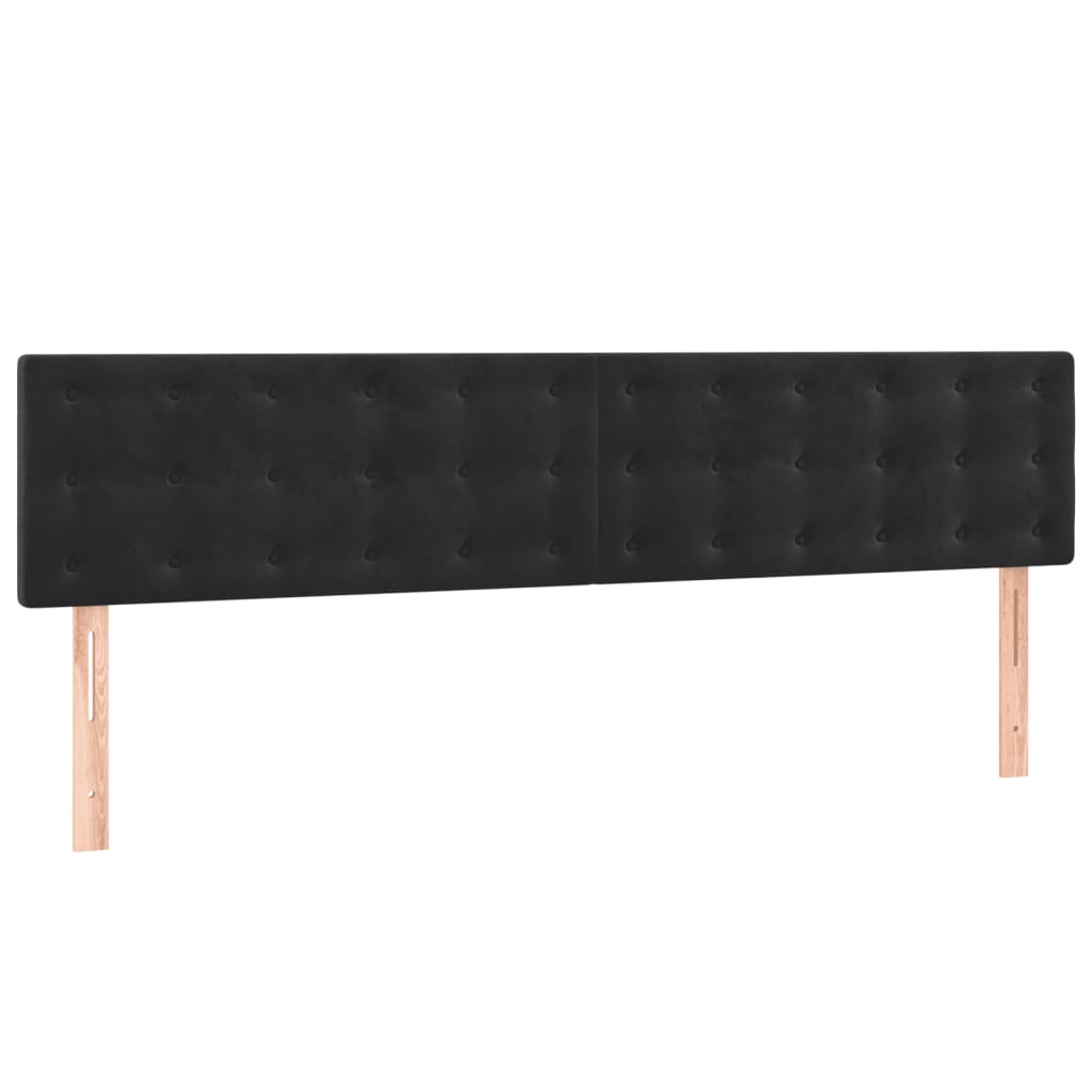 fekete bársony rugós ágy matraccal 200x200 cm