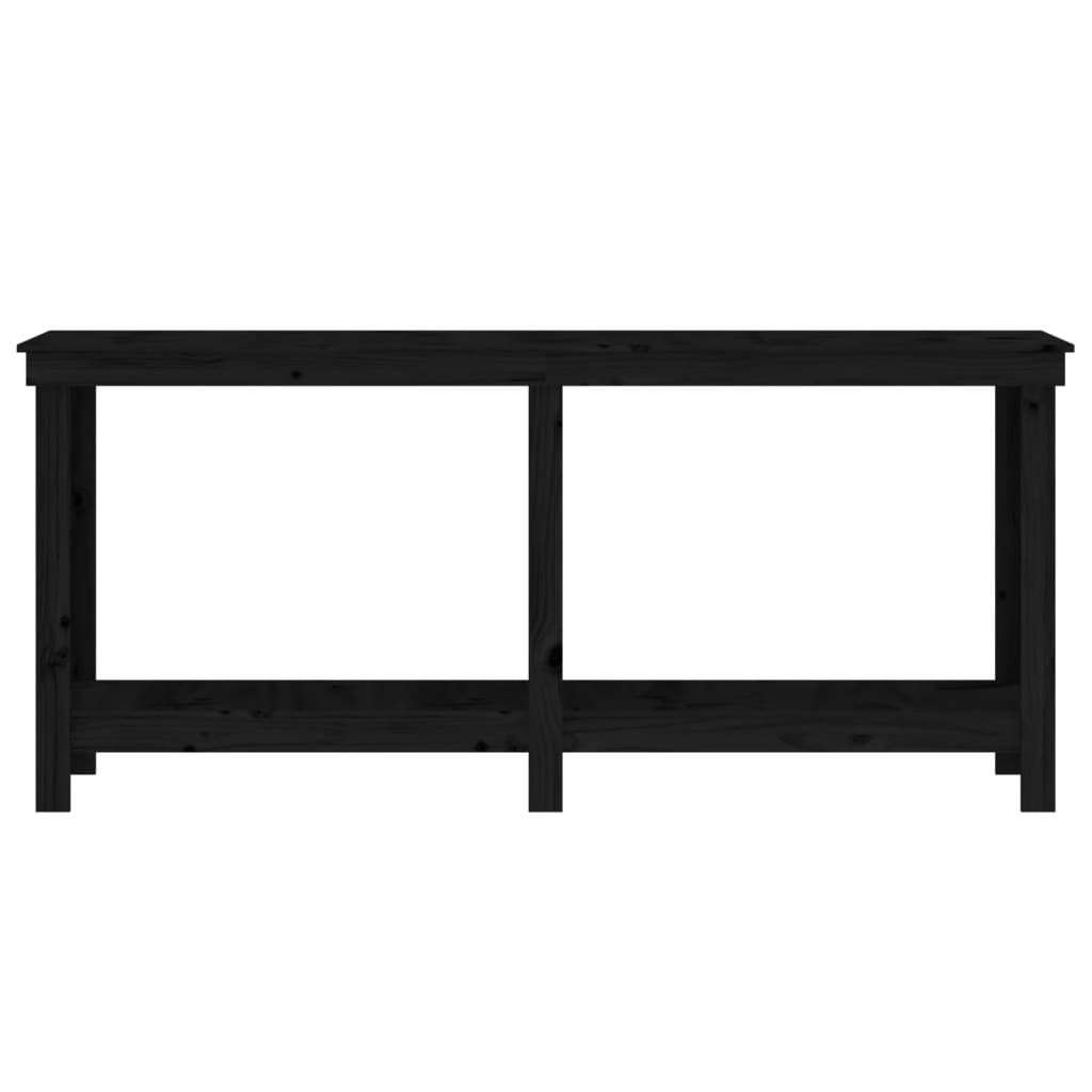 fekete tömör fenyőfa munkapad 180 x 50 x 80 cm