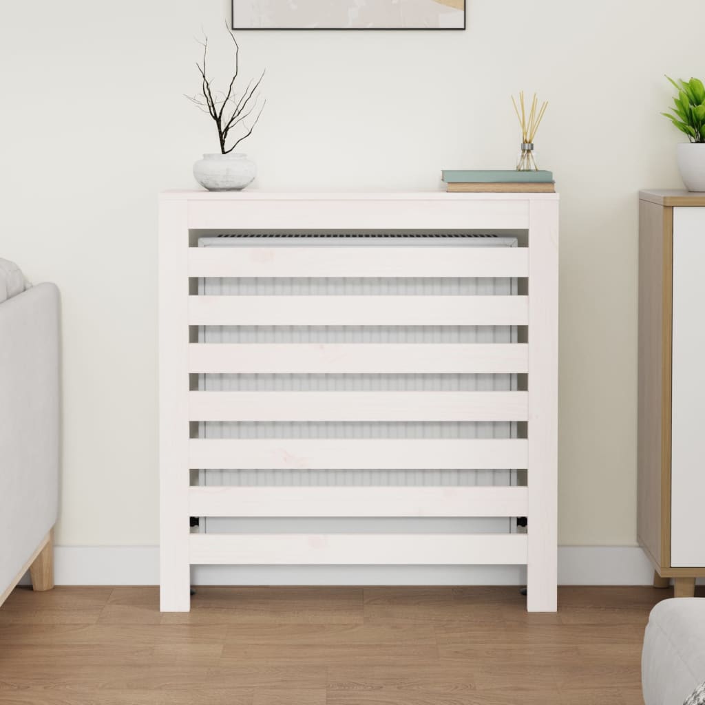 fehér tömör fenyőfa radiátorburkolat 79,5 x 19 x 84 cm