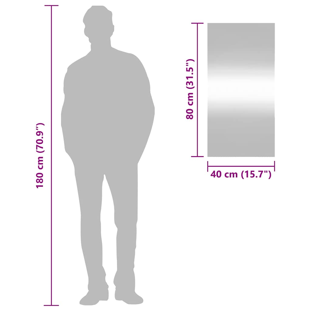 téglalap alakú üveg falitükör 40 x 80 cm