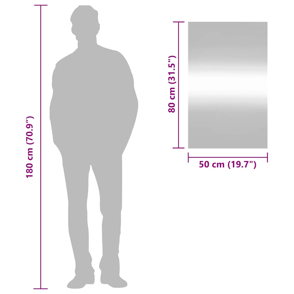 téglalap alakú üveg falitükör 50 x 80 cm