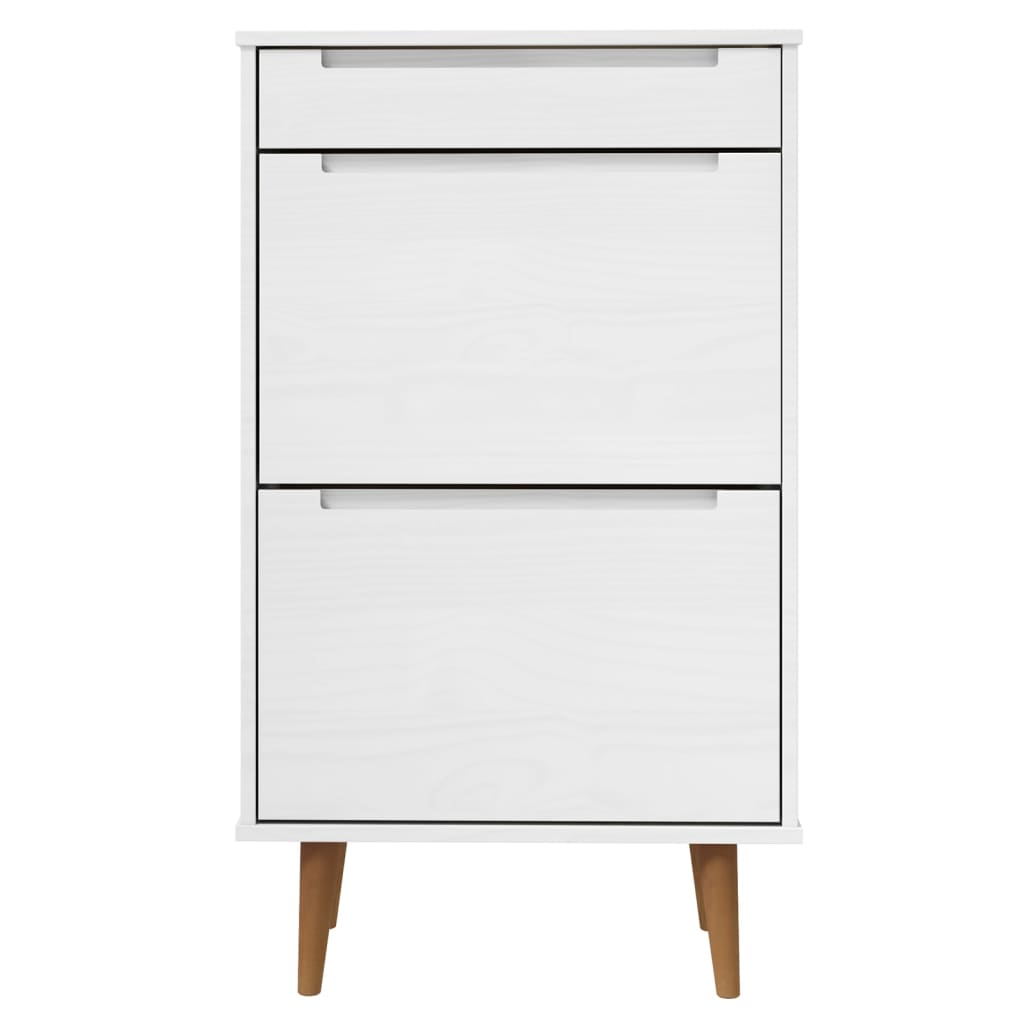 MOLDE fehér tömör fenyőfa cipőszekrény 59,5 x 35 x 103 cm
