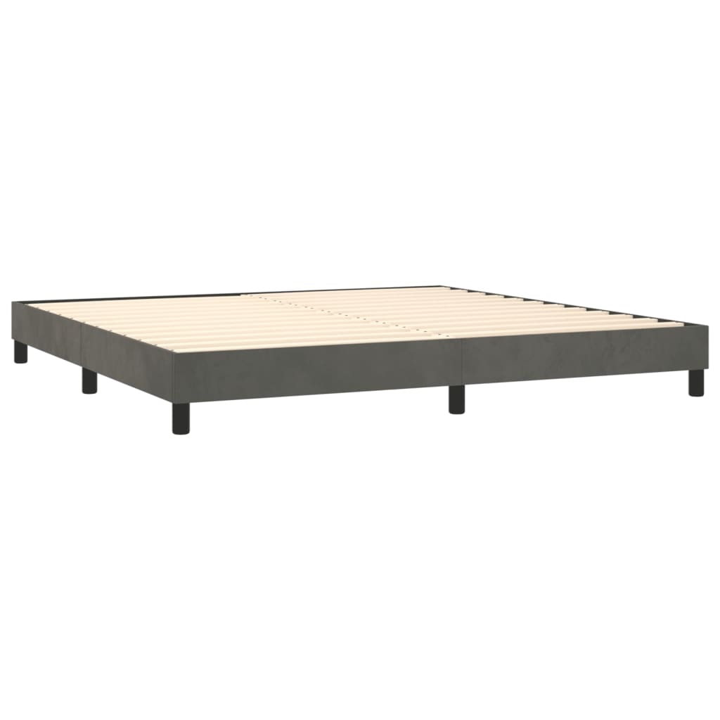 sötétszürke bársony rugós ágy matraccal 200x200 cm