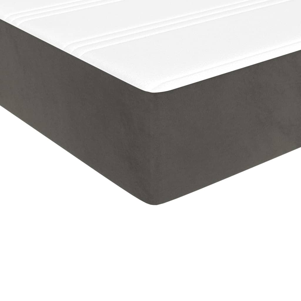 sötétszürke bársony rugós ágy matraccal 100 x 200 cm