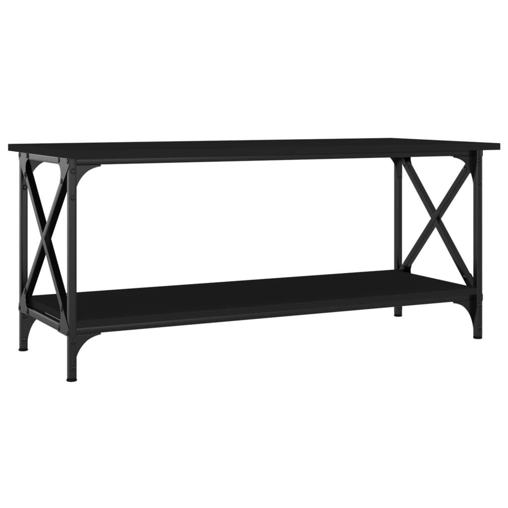 fekete szerelt fa és vas dohányzóasztal 100 x 45 x 45 cm