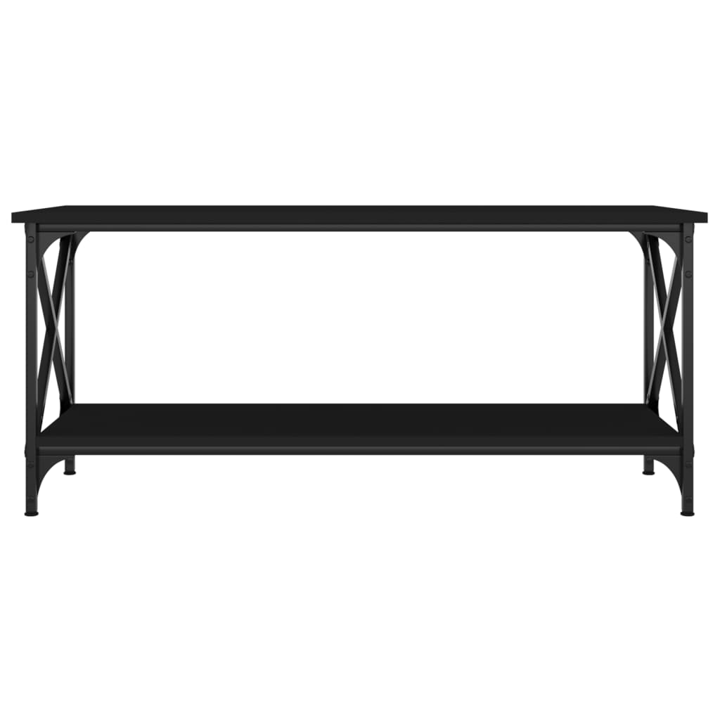 fekete szerelt fa és vas dohányzóasztal 100 x 45 x 45 cm