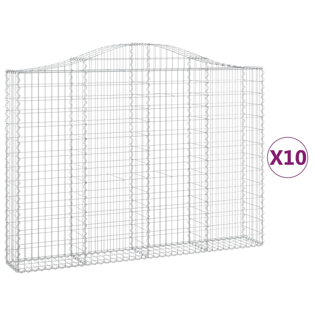 10 db íves horganyzott vas gabion kosár 200x30x140/160 cm