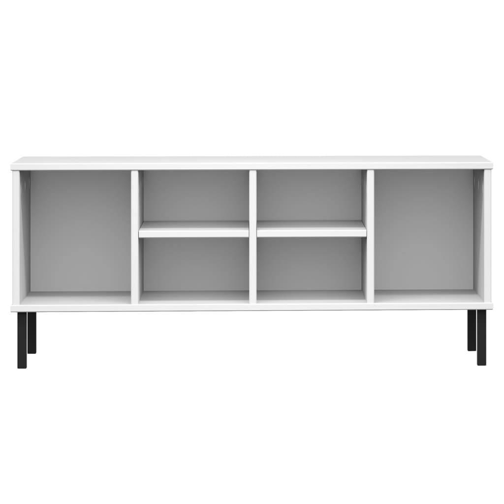 OSLO fehér tömör fa cipőszekrény fém lábakkal 106 x 35 x 45 cm