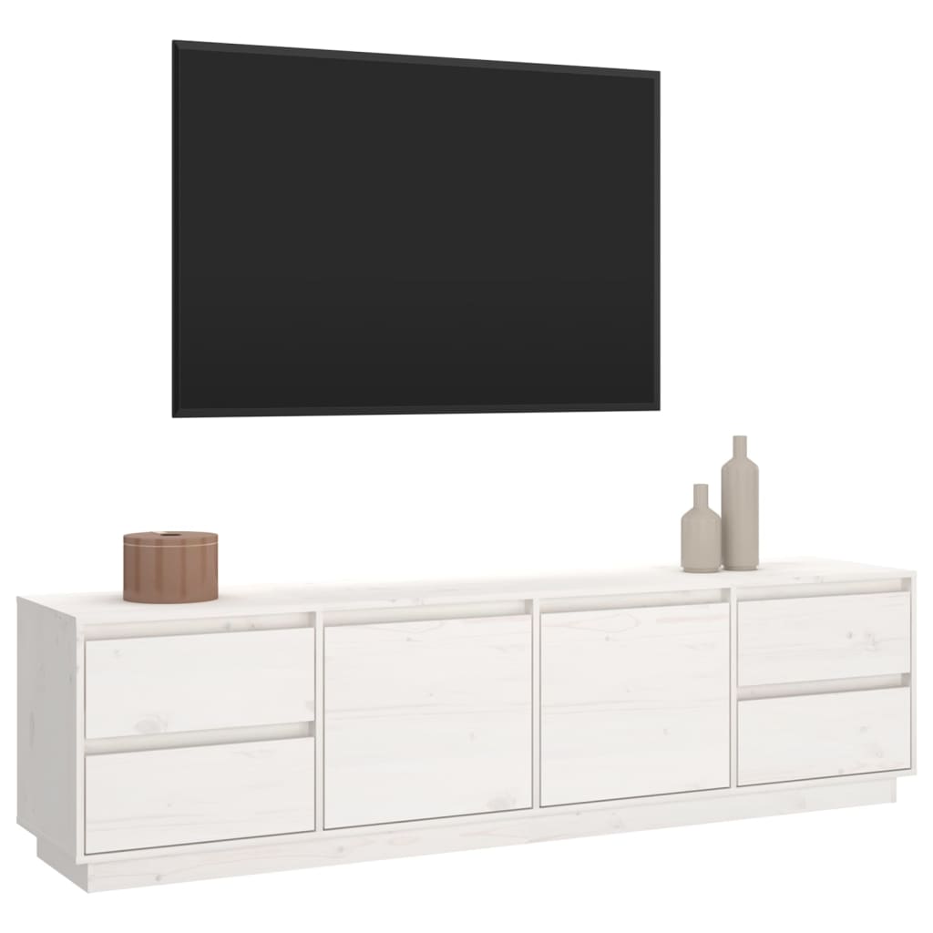 fehér tömör fenyőfa TV-szekrény 176 x 37 x 47,5 cm