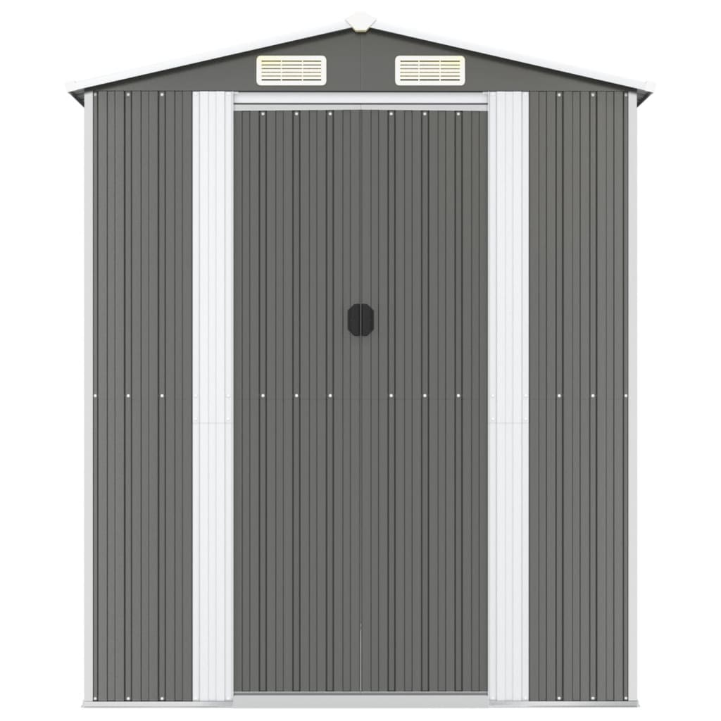 világosszürke horganyzott acél kerti fészer 192 x 440 x 223 cm