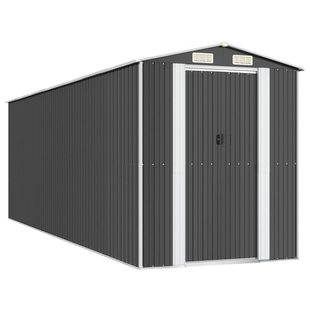antracitszürke horganyzott acél kerti fészer 192 x 606 x 223 cm