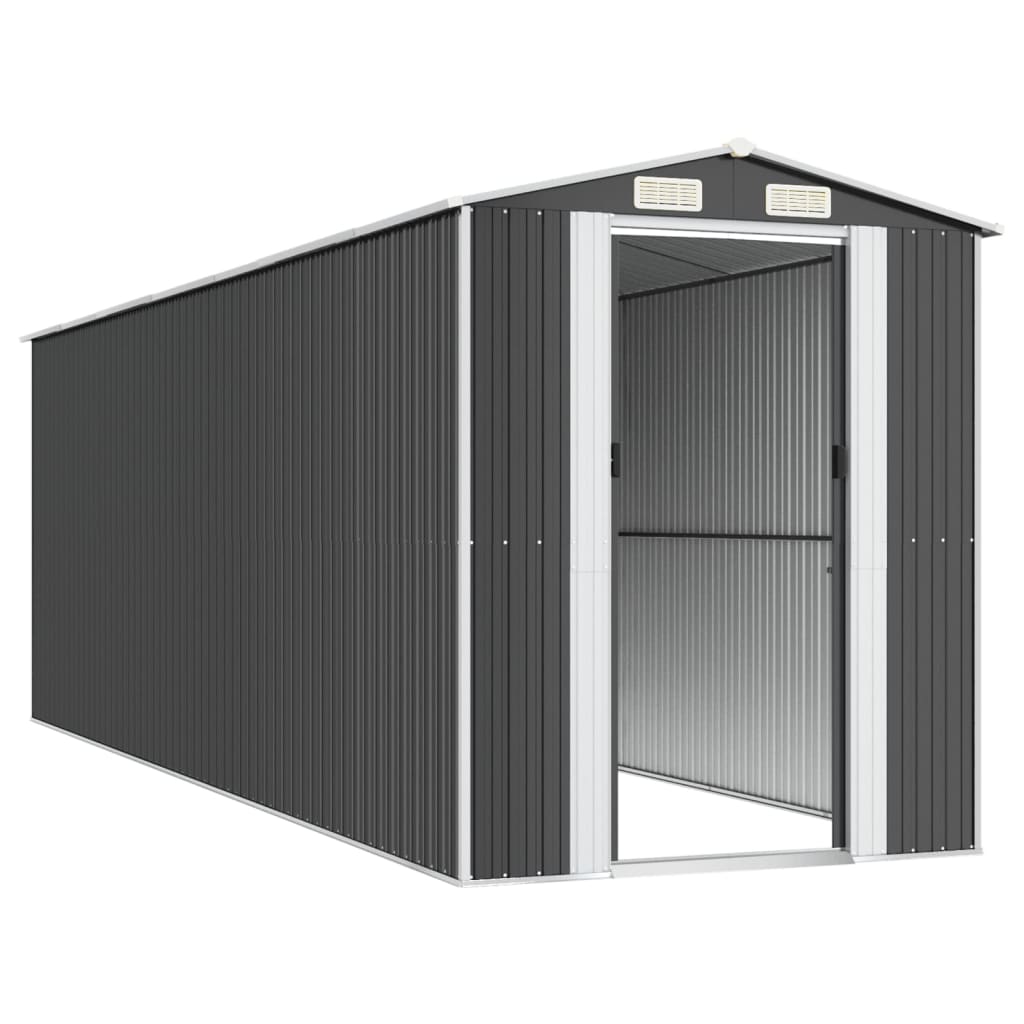antracitszürke horganyzott acél kerti fészer 192 x 606 x 223 cm
