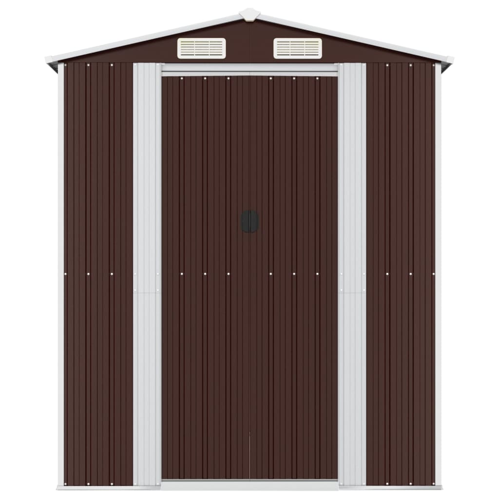sötétbarna horganyzott acél kerti fészer 192 x 357 x 223 cm