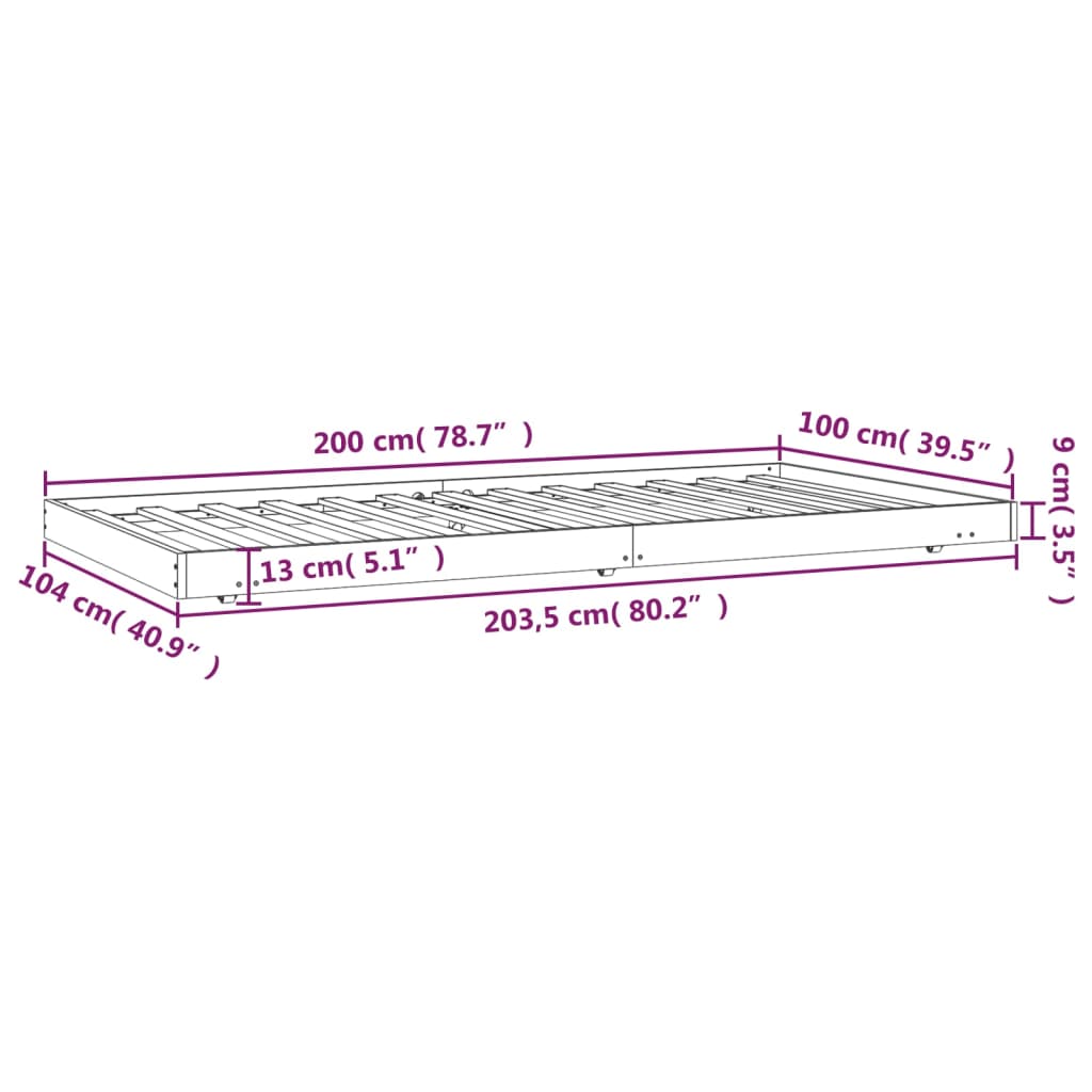 tömör fenyőfa ágy matrac nélkül 100 x 200 cm