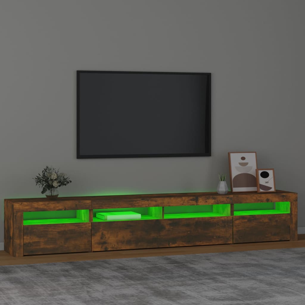 füstös tölgy színű TV-szekrény LED-lámpákkal 240x35x40 cm