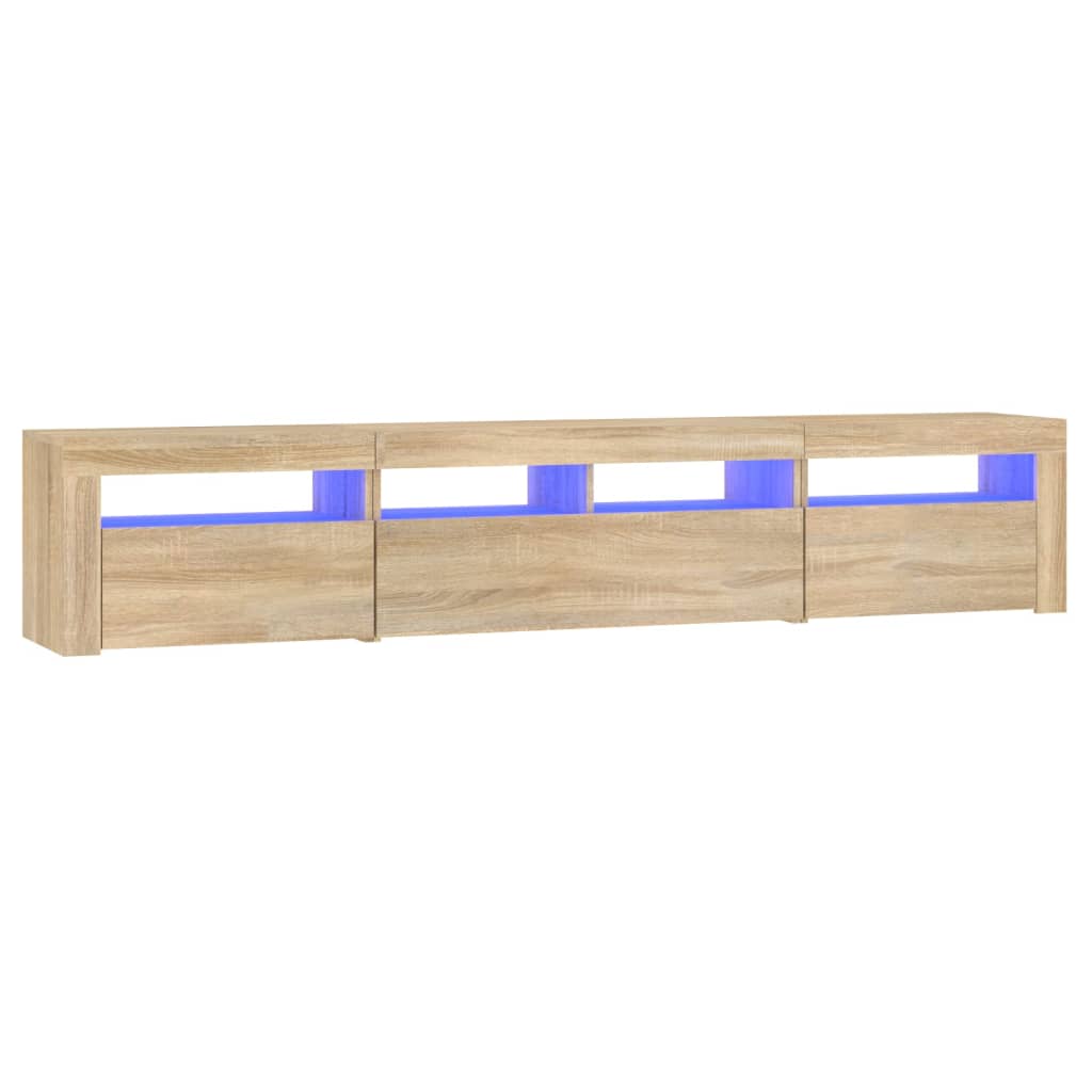 sonoma tölgy színű TV-szekrény LED-lámpákkal 210x35x40 cm
