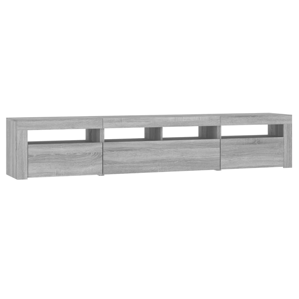 szürke sonoma színű TV-szekrény LED-lámpákkal 210x35x40 cm