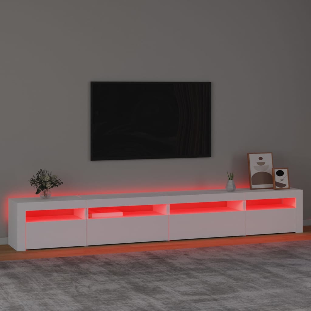 fehér TV-szekrény LED-lámpákkal 270x35x40 cm