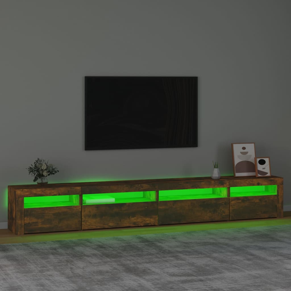 füstös tölgy színű TV-szekrény LED-világítással 270x35x40 cm