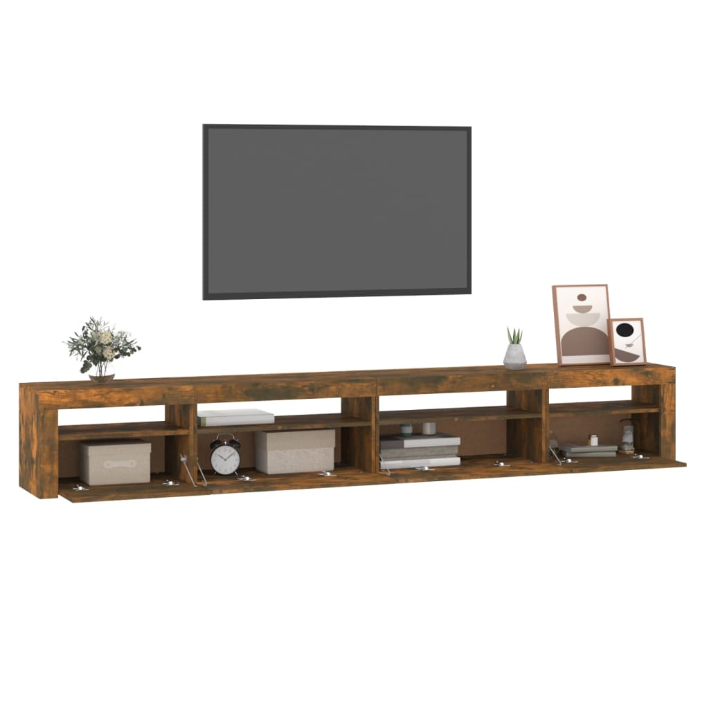 füstös tölgy színű TV-szekrény LED-világítással 270x35x40 cm
