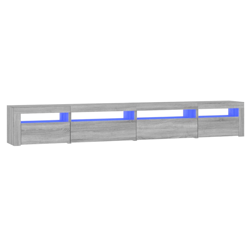 szürke sonoma színű TV-szekrény LED-lámpákkal 270x35x40 cm