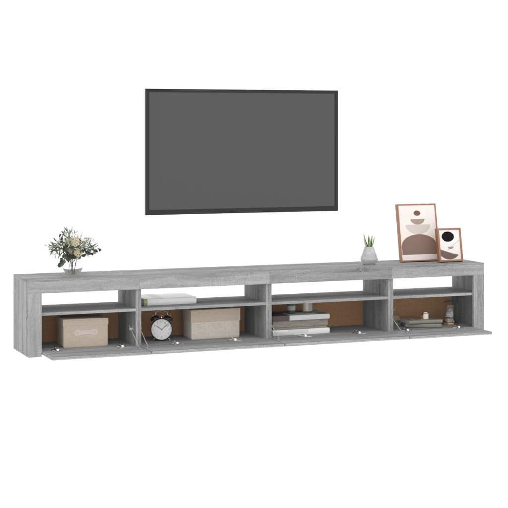 szürke sonoma színű TV-szekrény LED-lámpákkal 270x35x40 cm