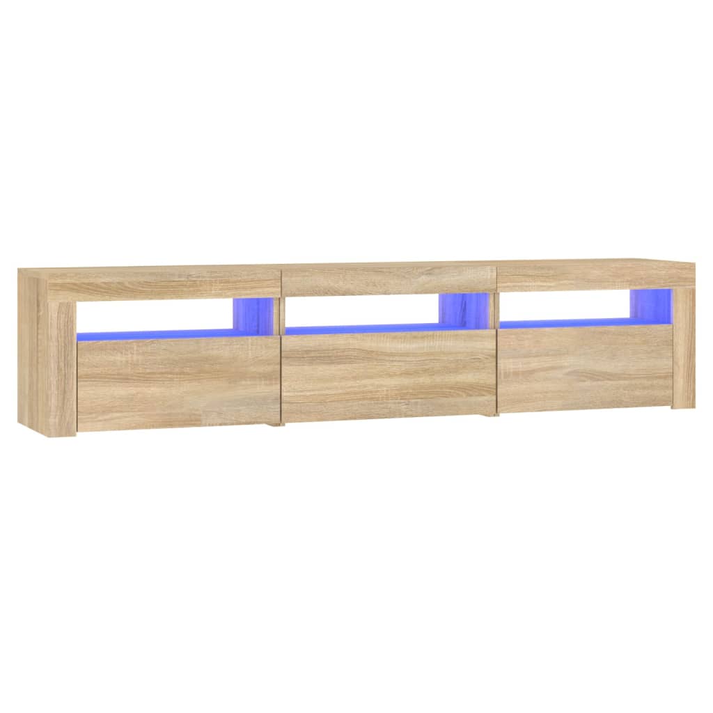 sonoma tölgy színű TV-szekrény LED-lámpákkal 180x35x40 cm