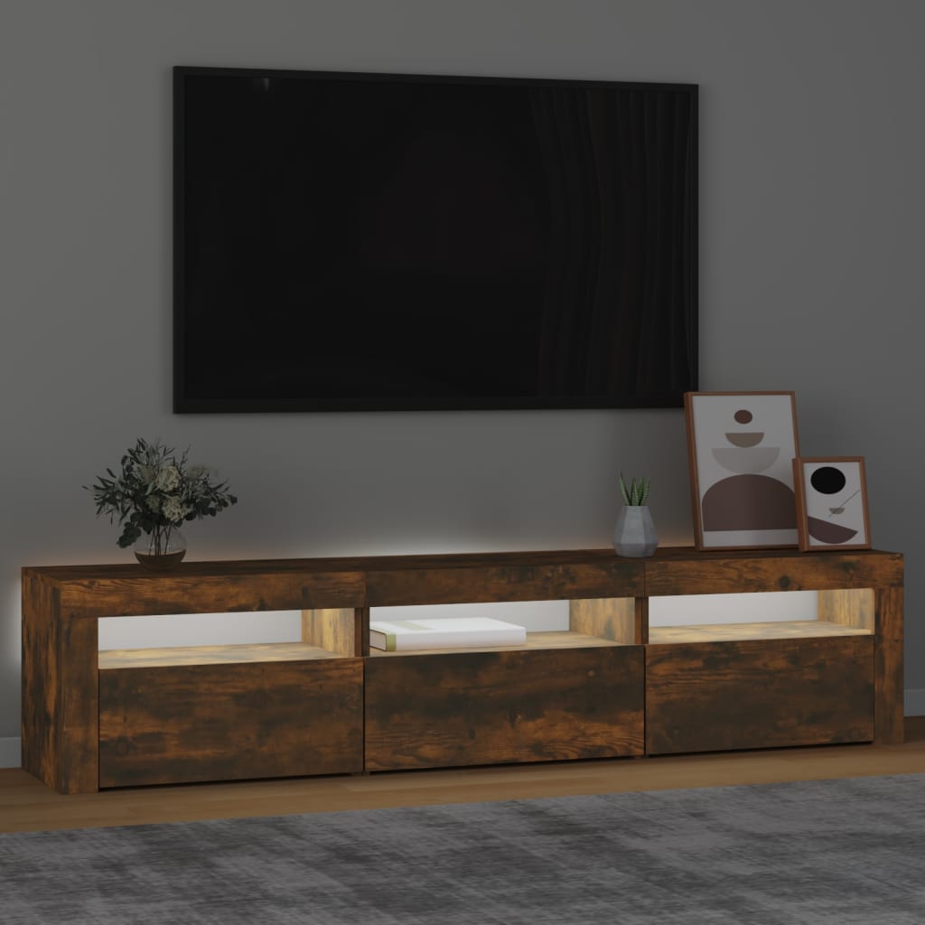 füstös tölgy színű TV-szekrény LED-világítással 180x35x40 cm