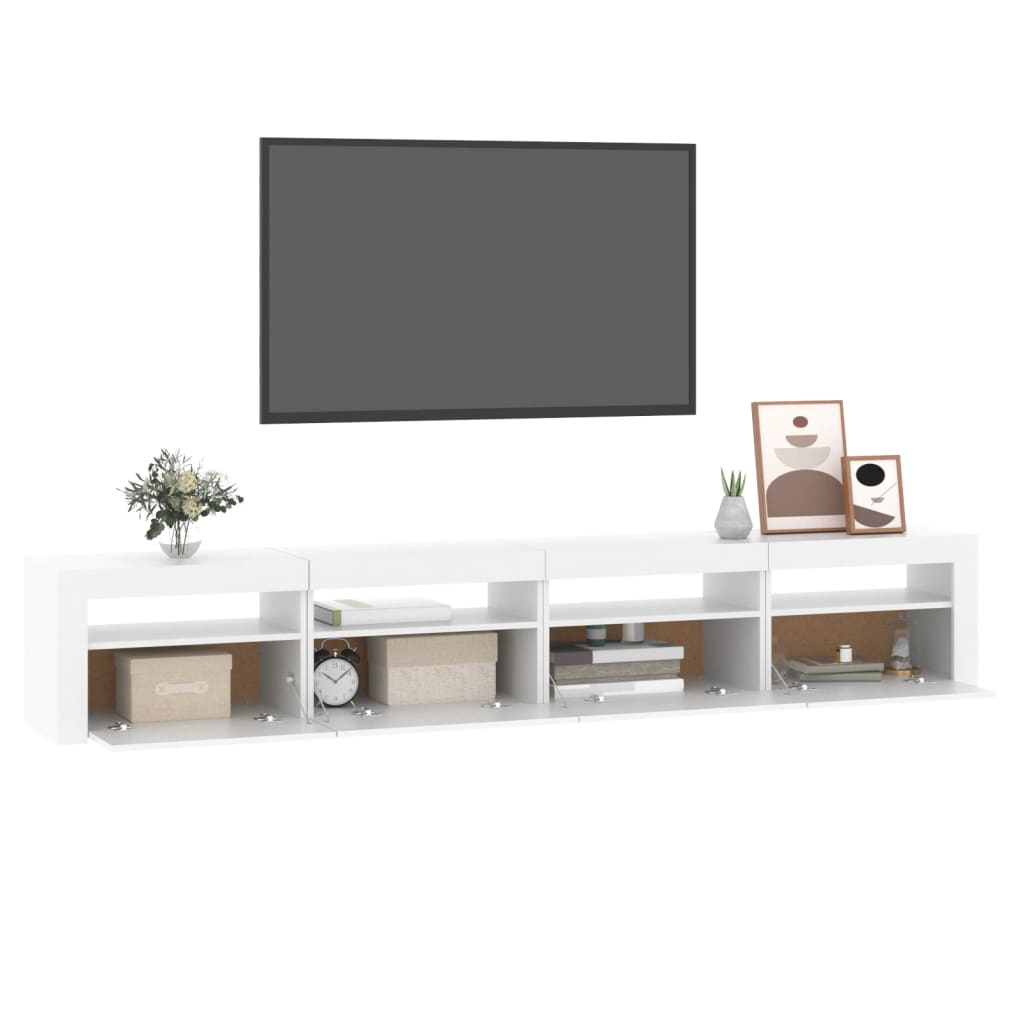 fehér TV-szekrény LED-lámpákkal 240x35x40 cm