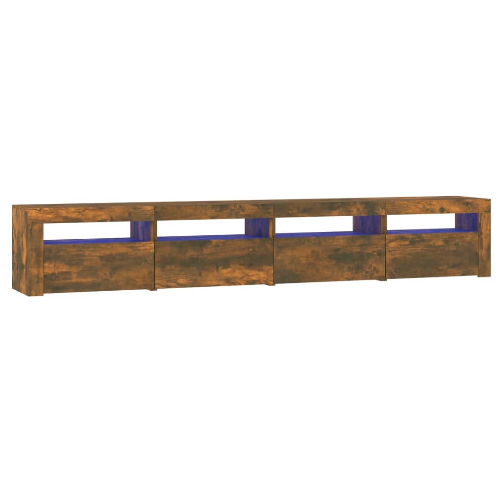 füstös tölgy színű TV-szekrény LED-lámpákkal 240x35x40 cm