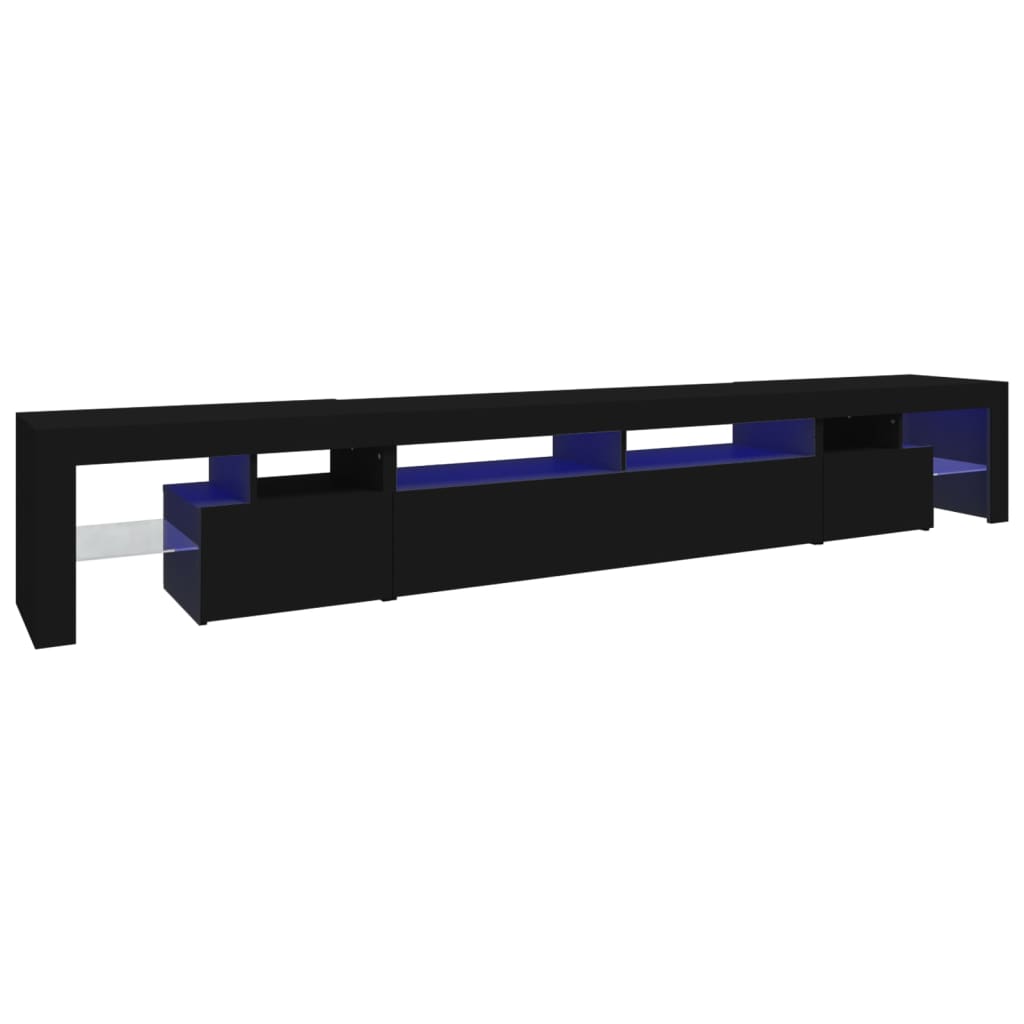 fekete TV-szekrény LED-világítással 260x36,5x40 cm