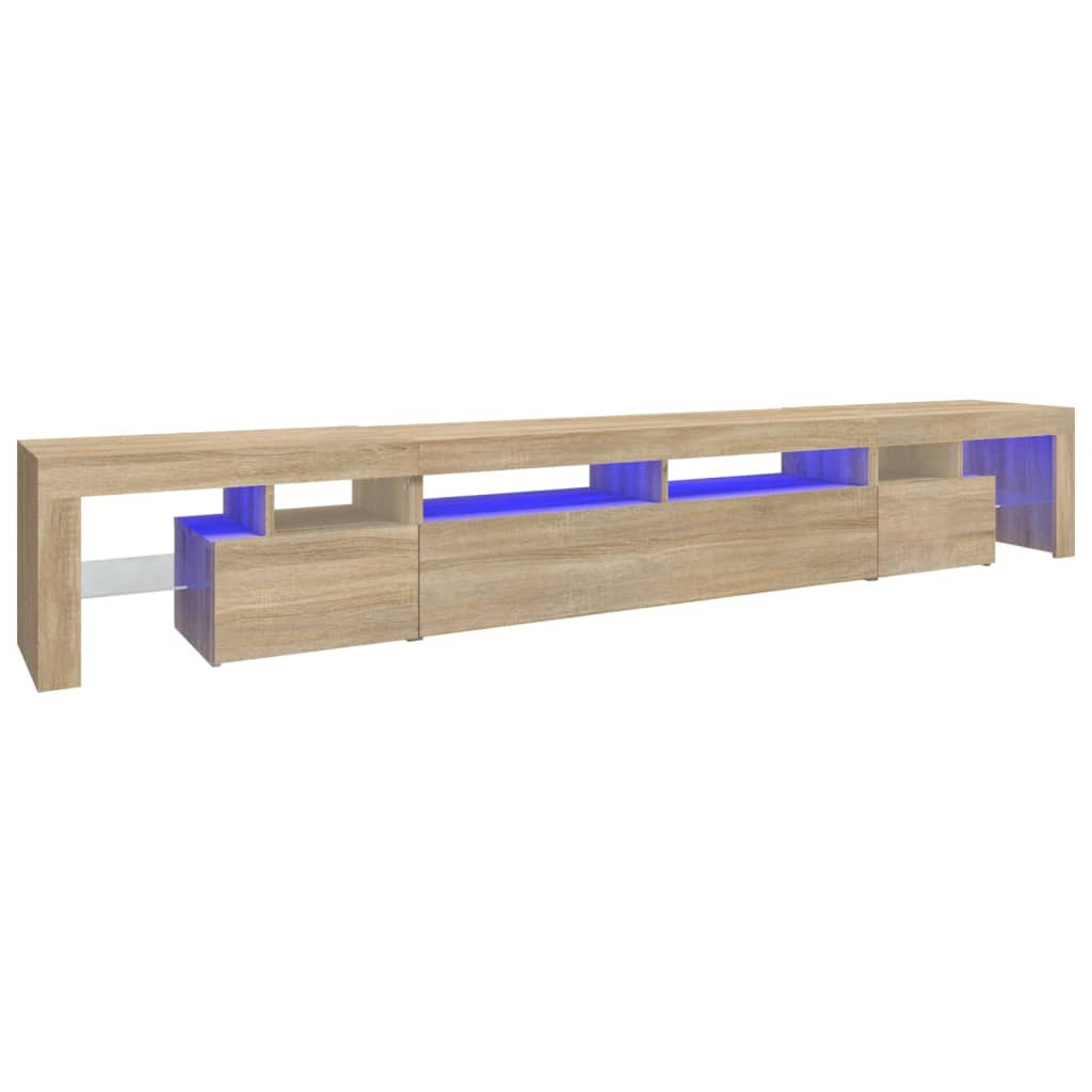 sonoma tölgy színű TV-szekrény LED-lámpákkal 260x36,5x40 cm