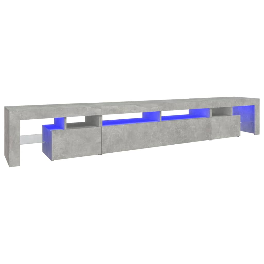betonszürke TV-szekrény LED lámpákkal 260x36,5x40 cm