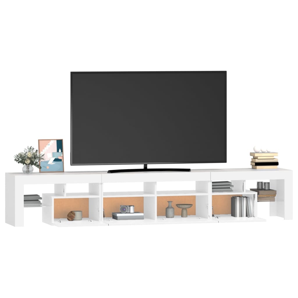 fehér TV-szekrény LED-lámpákkal 230x36,5x40 cm