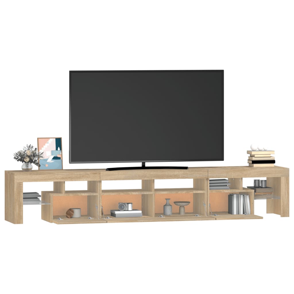 sonoma tölgy színű TV-szekrény LED-lámpákkal 230x36,5x40 cm