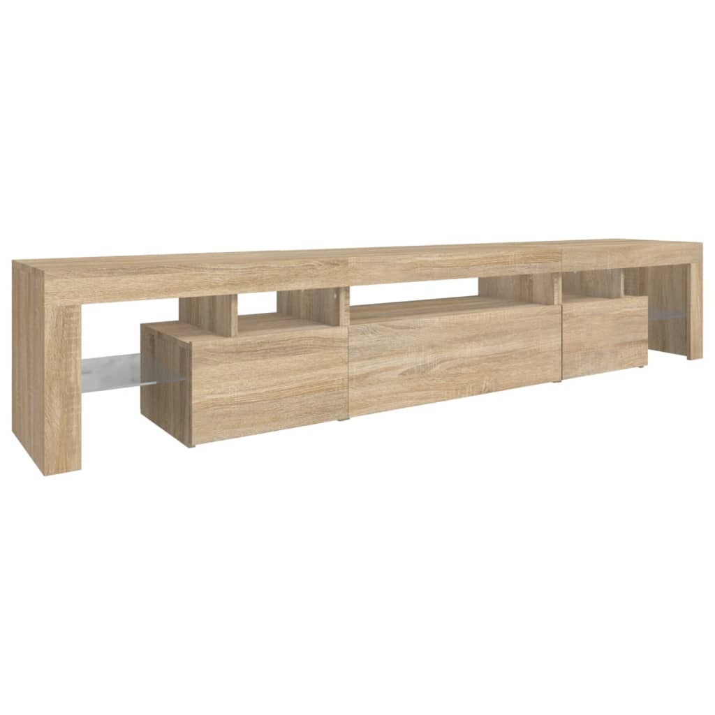 sonoma tölgy színű TV-szekrény LED-lámpákkal 215x36,5x40 cm