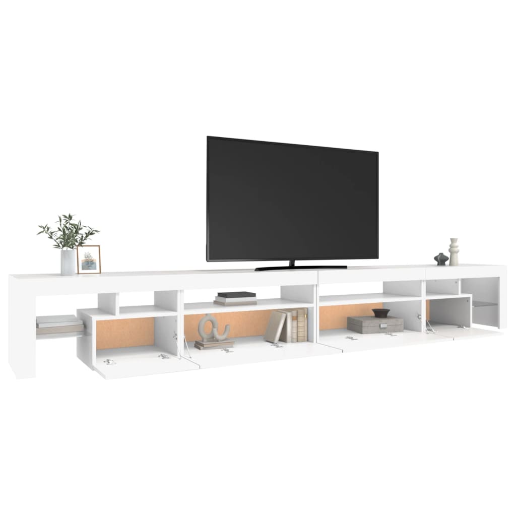 fehér TV-szekrény LED-lámpákkal 290x36,5x40 cm