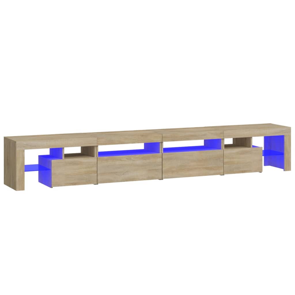 sonoma tölgy színű TV-szekrény LED-lámpákkal 260x36,5x40 cm