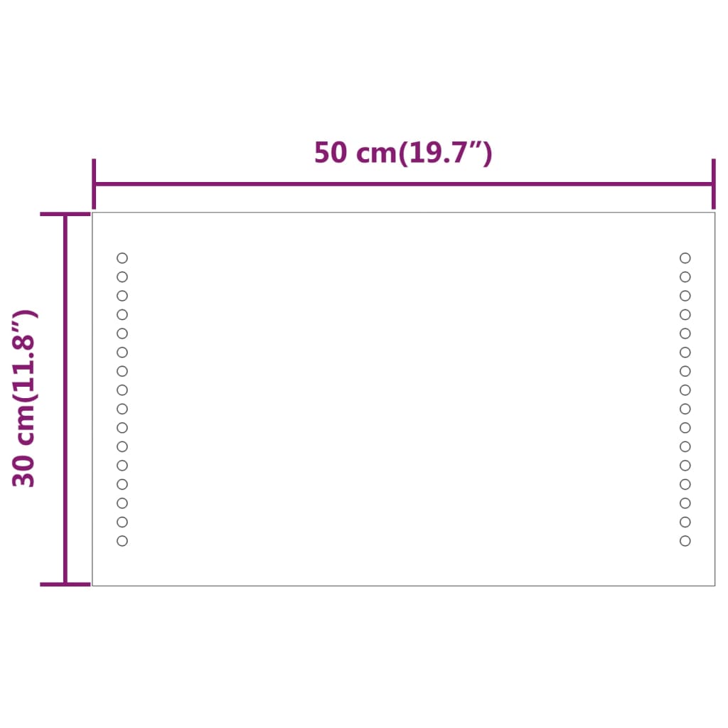 LED-es fürdőszobatükör 30 x 50 cm