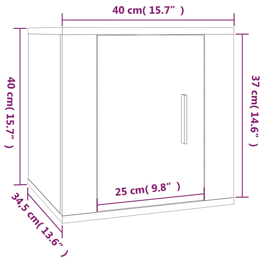 2 db barna tölgy falra szerelhető TV-szekrény 40x34,5x40 cm