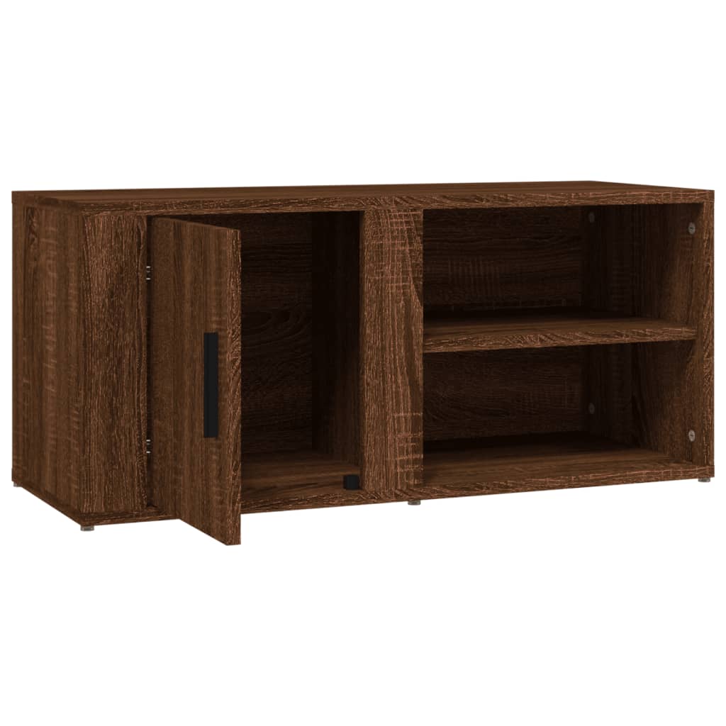 barna tölgyszínű szerelt fa TV-szekrény 80x31,5x36 cm