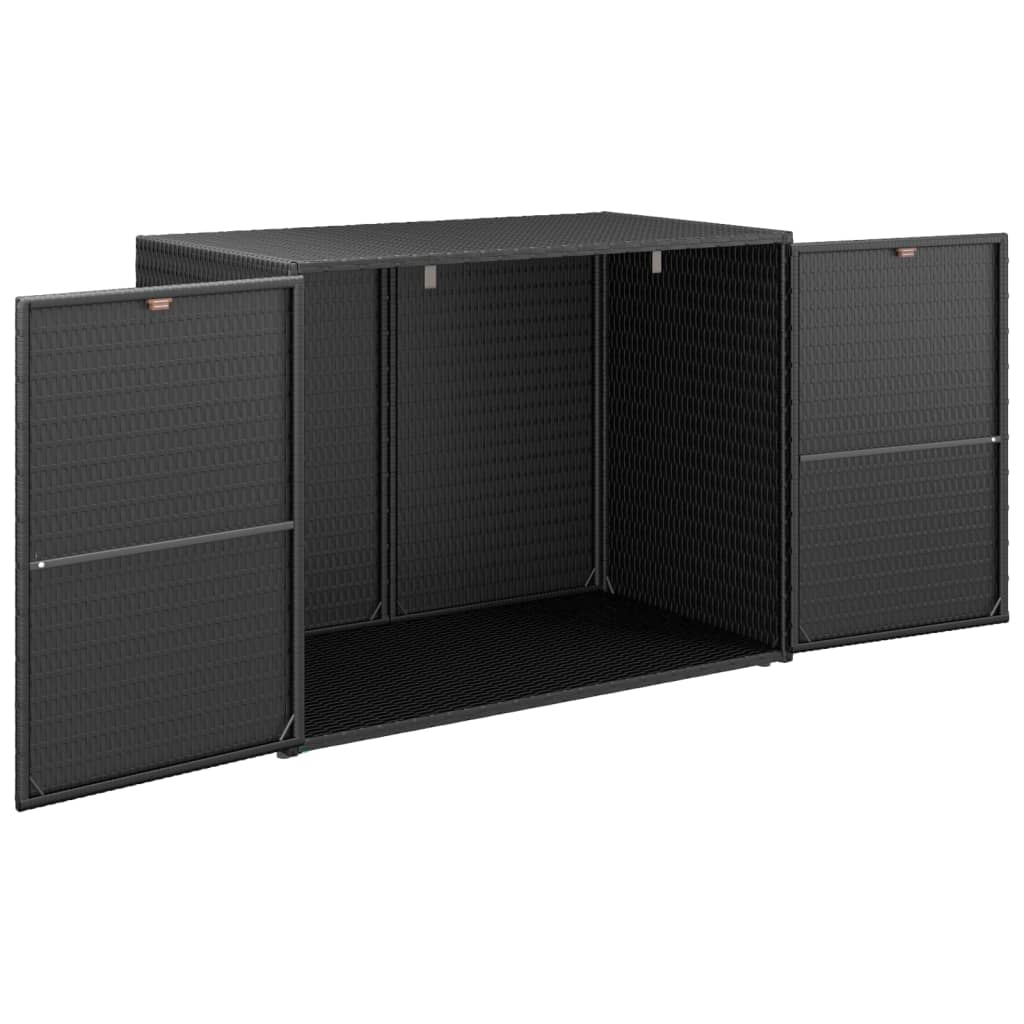fekete polyrattan kerti tárolószekrény 100 x 55,5 x 80 cm